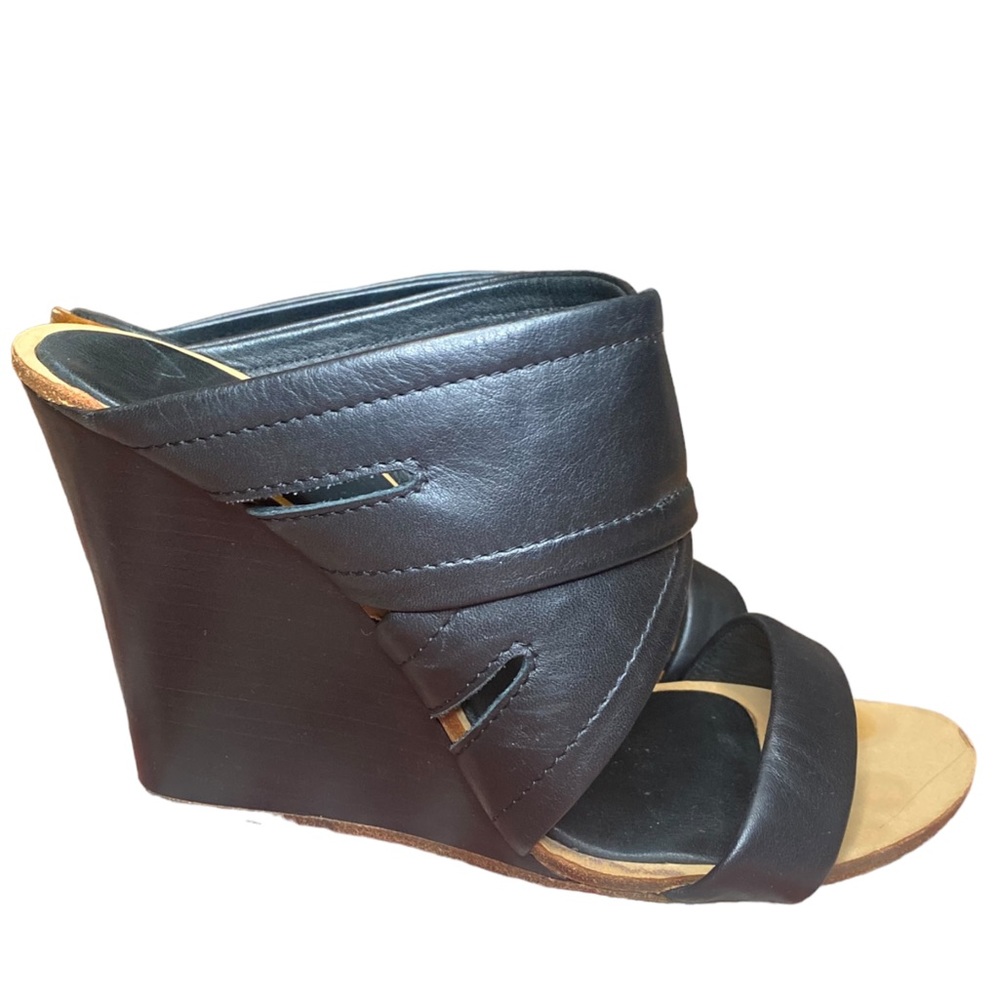 rag & bone | Size 39.5 Black Leather Shaw Mule Wedge